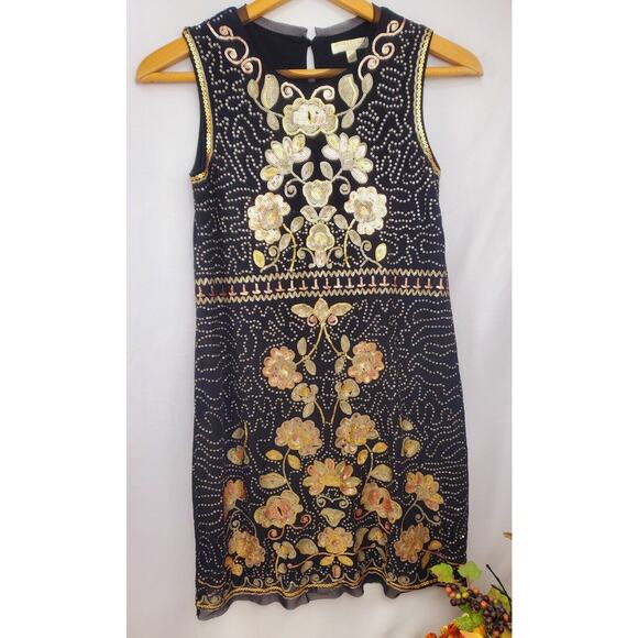 Chelsea & Violet Girls Sequin Formal Dress Size L Black Gold Floral Lined 10 12 - Picture 8 of 8